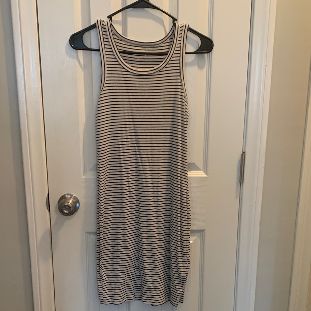 Art Class Striped Sleeveless Tank Dress - Black & White
